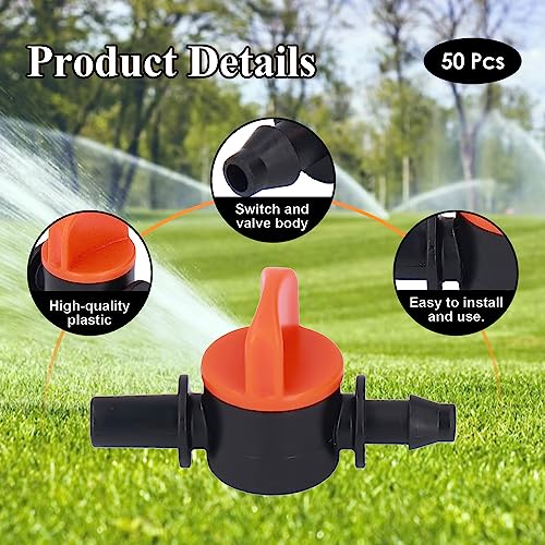 50 st Drip Irrigatie Ventiel, 4/7mm kleine schakelaar Ventiel buiten diameter 6mm slang Mini Ventiel Tuin Micro Irrigatie Ventiel Gemeenschappelijke Sprinkler Systeem 5
