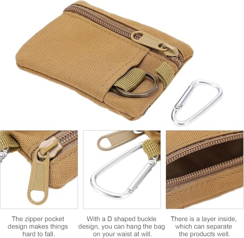 Sea 2PCS Outdoor EDC Molle Pouch Wallet, Mini Draagbaar Sleutelkaart geval EDC Bag Portemonnee Wandeltas Pakjes met Carabiner 4