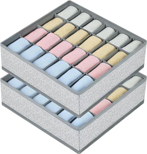 Set van 2 lade Organisatoren, Vouwbare Niet-Woven Stof voor Ondergoed, Beha's, Sokken, Opslag Doos met Compartiment, Space Saving, Sokken Opslag (Licht Grijs)