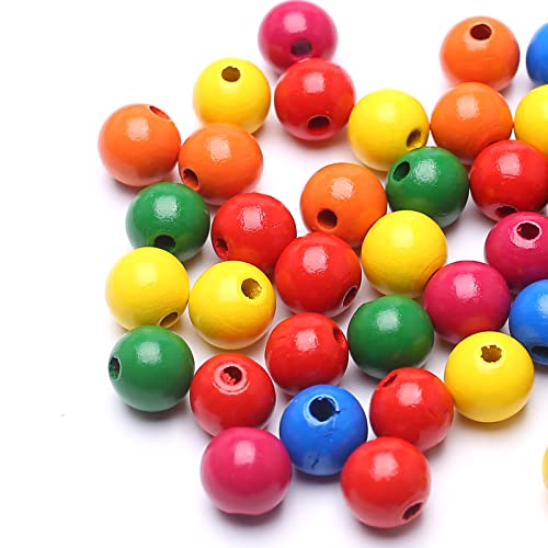 Houten kralen, 200st 16mm Natuurlijke houten kralen Ronde houten kralen Ambachte kralen voor doe-het-zelf armbanden sieraden decoraties Cadeau (kleurrijk) 3