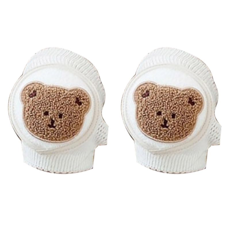 Baby knie kussens Baby kruipen Aid, Premium katoen, dun, ademend, verstelbare non-slip baby knie voor kruipen (Fluffy Bear)