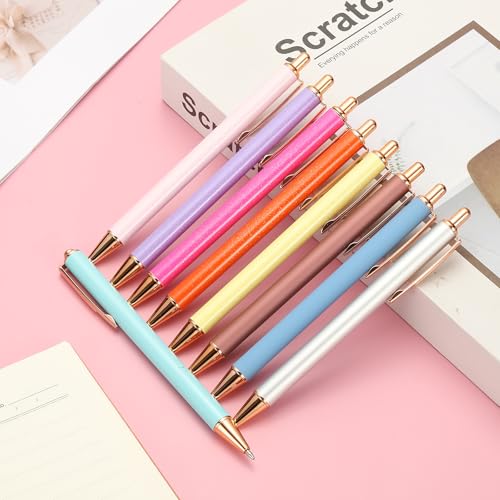Metalen Ballpoint Pen, 4 stuks Intrekbare Pennen, Zwarte inkt, 1mm, Stijlvol voor vrouwen, Cadeau, Teacher, Office, Note, Journaling Style 2, Rose Red 5