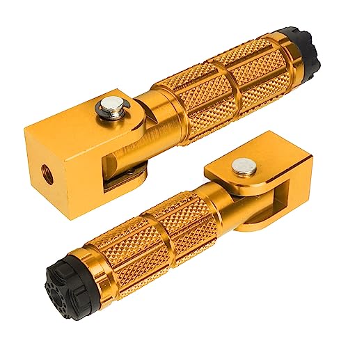 2Pcs Passenger Voet Pegs voor Motorfiets, Opvouwbare voet Pedal M8 Non-slip Aluminium voetsteun Universeel voor het fietsen van ATV UTV Go Kart (Goud)