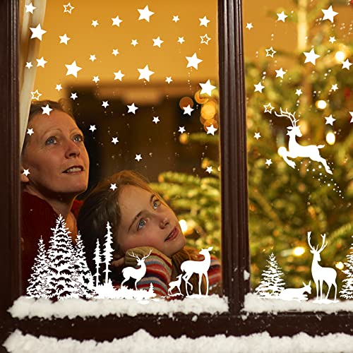 Raamstickers, 9 vellen, uitneembare elektrostatische raamstickers met kerstboom, rendieren en sterren, stickers voor raamdecoratie, Kerstmis, winter, oudejaarsavond, enz. 4