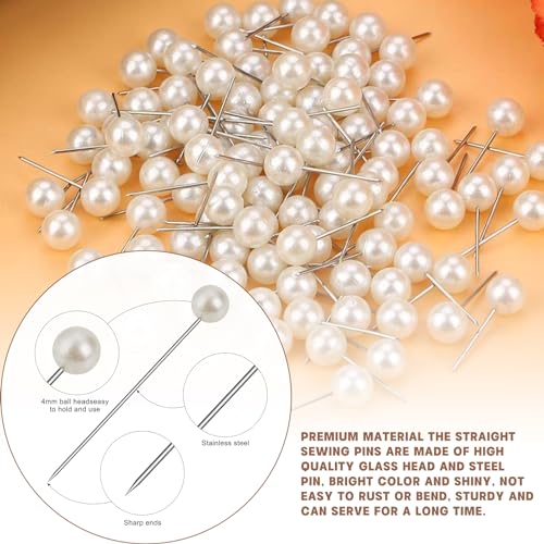 200 stuks kopspelden, Witte Roestvrij stalen pennen Witte rechte hoofdnaalden, Lange Lapel Pins, Stof Naalden voor ambachten, Naaien, DIY, vouwen ambacht (4cm) 3