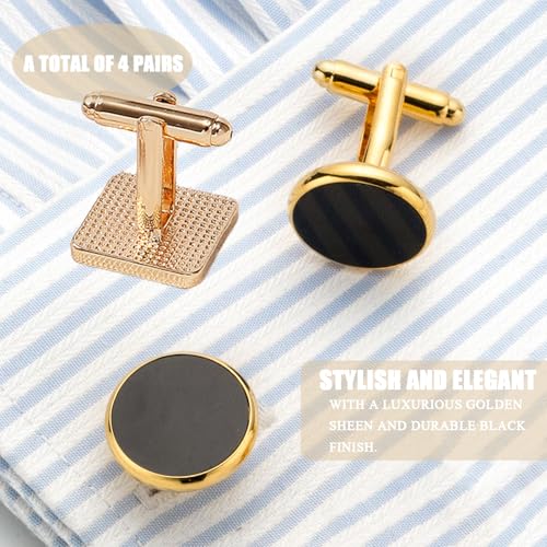 Mannen Manchetknopen, 4 paar Manchetknopen voor Mannen, Fashion Retro Striped Manchetknopen, Elegant Manchetknopen voor Mannen, Bruiloft Party Tuxedo, Shirts 4
