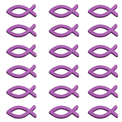 100 st Houten Vis Decoratie Bevestiging Vis Decoratie Hout Vis Sprinkle Decoratie Jongen Meisje Doop Tafel Decoratie voor DIY Knutselen Kerstmis Verjaardag Communie Decoreren, 4cm x 1,8cm