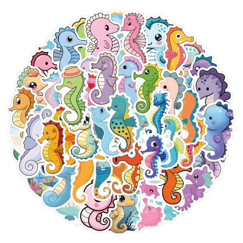 Seahorse 50 stuks Seahorse Stickers voor tieners en volwassenen Vinyl Sticker Set Auto Motorfiets Fiets Skateboard Snowboard Bagage Laptop Koffer Helm Motorfiets Computer 4