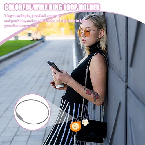 18 stuks grote sleutelhanger Hoop 15cm kleurrijke draad Ring Loop houder metaal staal draad sleutelhanger gecoat sleutelhanger Lanyard voor opknoping sleutelhangers Bagage Tags ID-tags 5