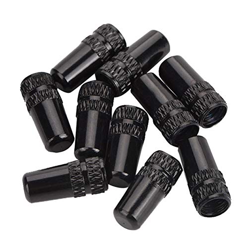 10Stuks Fietsventiel Caps, Geanodiseerde Valve Caps, Franse Style Fiets Aluminium Band Franse Valve Beschermende Stem Cap(Zwart)
