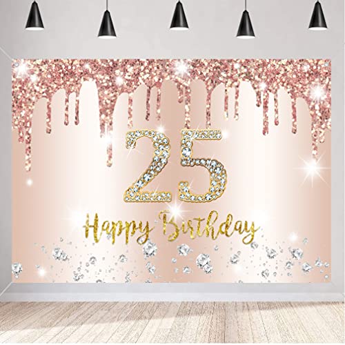 25e verjaardag decoratie vrouwen decoratie roos goud glitter vlekken stof schild sticker,25e verjaardag achtergrond banner vrouw 25e verjaardag feest decoratie
