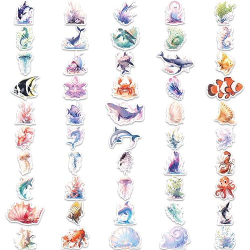 Zeevruchten Sticker Set voor tieners Volwassenen 100 stuks Vis Waterdichte Vinyl Stickers voor Auto, Motorfiets, Fiets, Skateboard, Snowboard, Bagage, Laptop, Koffer, Helm, Motorfiets, Computer 3