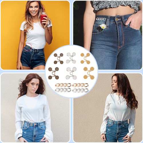 Verpakking van 10 broeksklemmen voor het aanscherpen van Taist strakkere knoppen, herbruikbare Denim Richter Clips zonder naaien, verstelbare Taist Belt Spanning Knoppen, Kleding Decoratie Accessoires 4