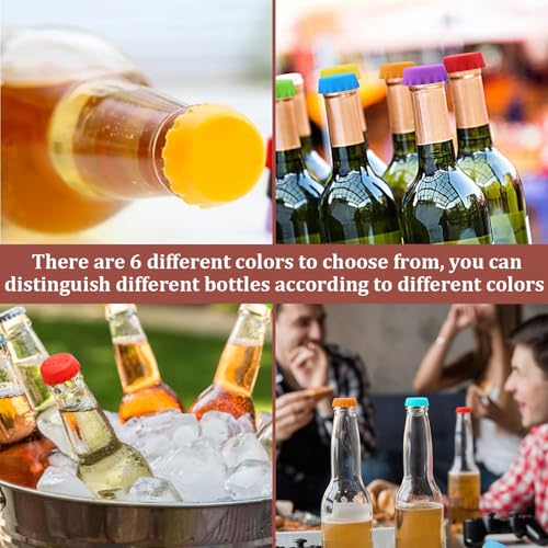 Siliconen flessendopjes, 12 st Siliconen flessendopjes, Bierflesjes, Bierflesje Caps, Herbruikbare flesdeksels voor biersap, glazen flessen, 6 kleuren, 3cm 5