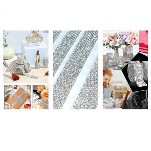 Bling Rhinestone Strips 4 Rolls Zelfklevende Diamond Crystal edelsteen Ribbon Sticker, glanzende DIY Ambachts Kunst Decoratieve Sticker met 2mm Rhinestones voor Telefoon Auto en Home Decoratie (zwart) 3