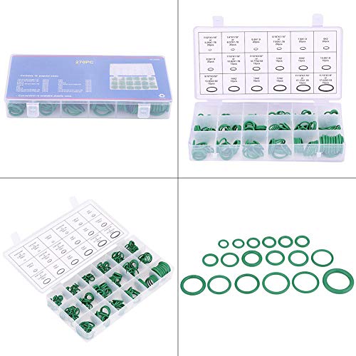 270Pcs Airconditioning Seal, diverse auto airconditioning compressor O-Ring Seal pakking Set Rubber Ring Afdichtingen (Vegetabel) 4