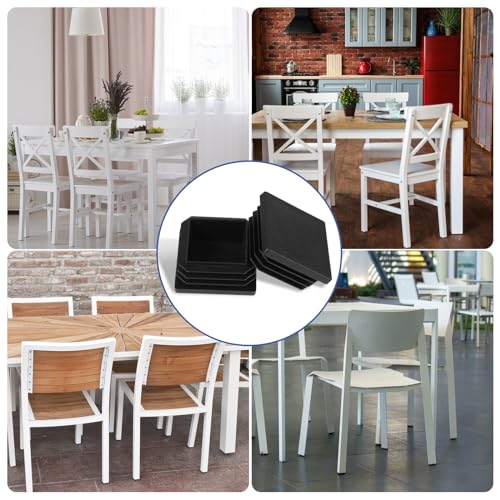 Verpakking van 12 Vierkante Zwarte Plastic Plugs, Slat Plugs 40 x 40mm voor Vierkante Tubes Tube Plugs Plastic Black Foot Caps voor Stoel Benen Shelves 5