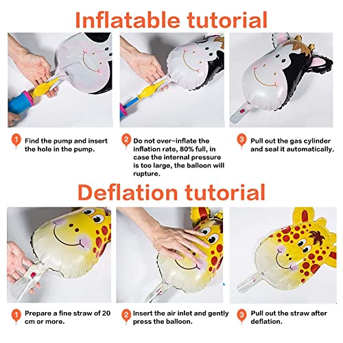Helium Pack van 6 Farm Animal Ballonnen, Grappig Opblaasbare Olifant, Tiger, Leeuw, Zebra, Koe, Giraffe Ballonnen, Pak van 6 4