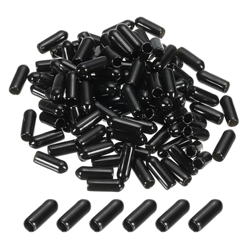 4mm Vinyl Rubberen End Caps, Verpakking van 120 Flexibele Bolt Schroefhoesjes, Caps Ronde Wire Guard Caps voor Metalen Pijp Rod Bolts, Zwart