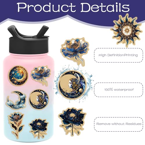 Cosmic Swirl Series Sticker Set, 50 stuks Sterren Sky Fantasy Scrapbook Stickers Sterren Maan Waterdichte Stickers Esthetiek voor Journal, Laptop, Fiets, Motorfiets, Helm, Skateboard 4