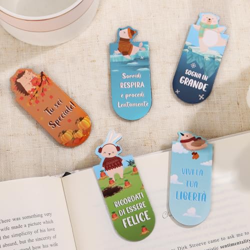 12 stuks magnetische bladwijzers met inspirerende Italiaanse set bladwijzers voor kinderen, dieren, speciale geschenk voor Kerstmis, verjaardag, afstuderen, voor kinderen, vrienden, studenten 4