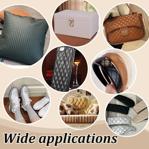 Faux lederen stof met Diamond Stitching patroon, 145 x 30 cm, zacht Faux leer materiaal, 0,8 mm dik Faux leer voor handtassen en ambachtelijke leveringen, Terracotta 5