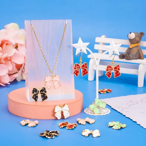 Bowknot hangers 5 kleuren Bow Dangle Charms Lovey Bowknot hangers Gold Frame voor meisje vrouwen oorbellen ketting Crafting sieraden maken