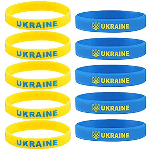 10Stuks Siliconen armband polsband, Oekraïne Land Nationale vlag polsband, Multicolor Elastische Siliconen armbanden Sport polsband voor Peace Lovers
