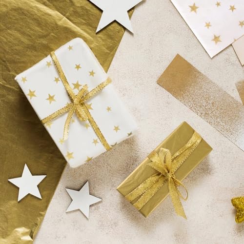 20 vellen goud weefsel papier 50 x 70cm Xmas weefsel papier wit ster geschenk inpakken papier ambachten voor verjaardag kerst Valentijnsdag partij 3