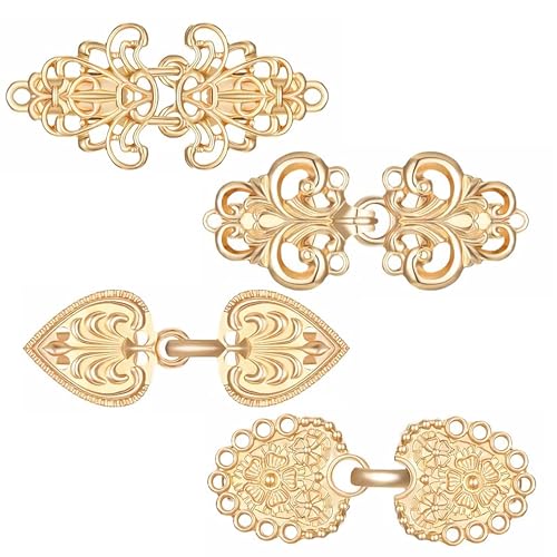 4 Pieces Kleding Clips Vintage Cardigan Clip Metal Knit Brooch Gold voor kleding Pullover Swirl Clip Gold Vintage Sjaal Collar Sluiting Dress Shirt Button Clip voor meisjes Vrouwen
