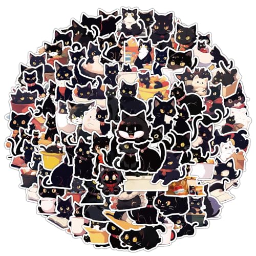 Zwarte Kat Stickers Set van 100 Zwarte Kat Waterdichte Vinyl Stickers Automotor Fiets Skateboard Snowboard Bagage Laptop Koffer Helm Motorfiets Computer 4
