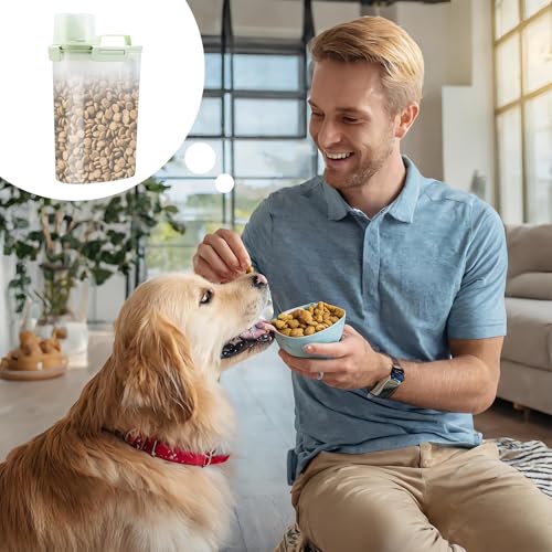 2 Food Containers, 3 Liter, Keuken Container met luchtdichte deksel, Meetbeker, Grote Plastic dozen, Voederdispenser voor katten en honden, Graanhouder voor Pasta, Graan, Meel, BPA Gratis 4