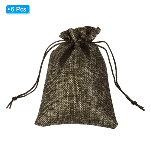 6" x 4" Coin Bags Bag, 6 Pack Bank Deposit Change Transit Bags with Drawstring Bags Cadeautas, Bruin 3