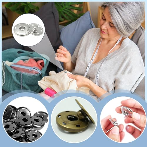 Verpakking van 30 Press Studs, Metal Press Studs, Naaibare Poppers Veelzijdige Naai Fasten, Knoppen, Messing Naaibare Snap Knoppen voor Tas, Handtas, Naaien, Kleding, DIY 5