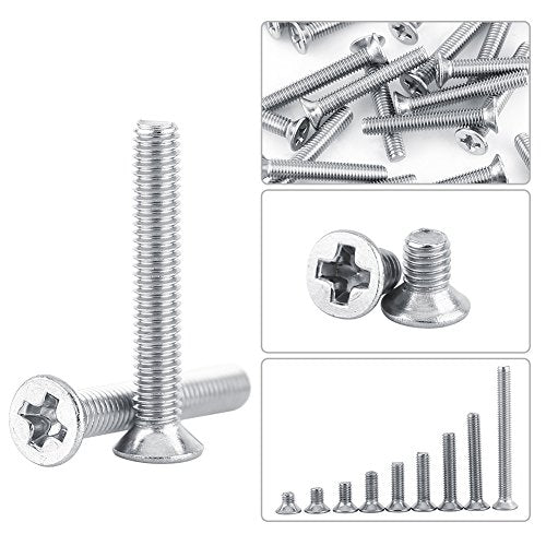 Set van 100 stuks M3 Schroeven Platkop Countersunk Phillips Cross Head Volledig draad roestvrij staal 304 voor machines (M3 x 5mm) 4