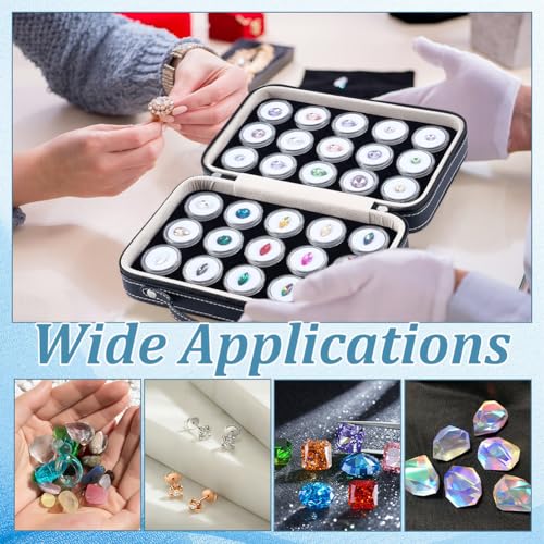 30 stuks edelstenen Sieraden display kabinet,Kleine ronde plastic containers doos met witte en zwarte spons diamant edelsteen display opslag doos voor kristallen ring sieraden kleine items 5