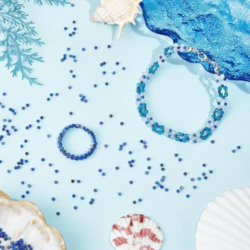 398Stuks Natuurlijke Lapis Lazuli kralen, 2mm Facet Ronde Losse Spacer kralen, Stone Kralen Strands voor DIY armband Kettingen sieraden ambachten maken, Gat: 0,6mm 4