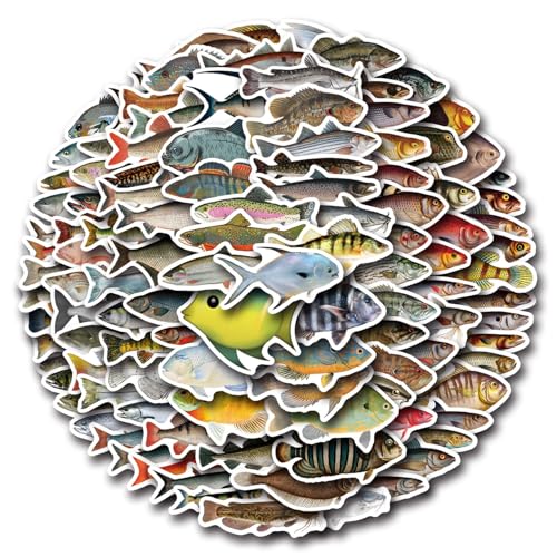 Vis Sticker Set Stickers voor tieners Volwassenen 100 stuks Vis Waterdichte Vinyl Stickers Automotor Fiets Skateboard Snowboard Bagage Laptop Koffer Helm Motorfiets