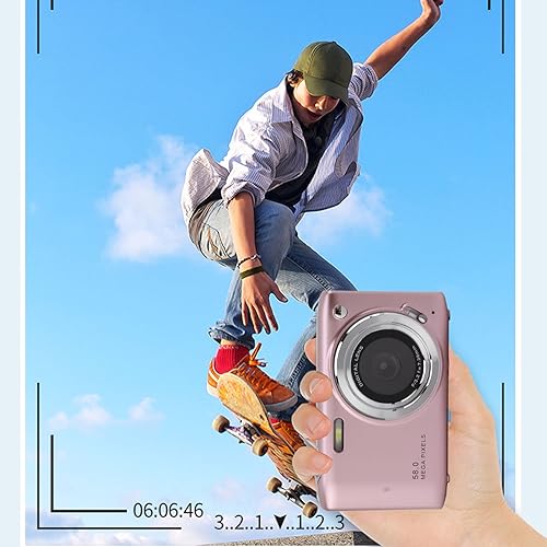 4K digitale camera 16X hoge definitie Fotografie voor tieners 58MP HD 2.88 Inch IPS scherm Zoom Auto Focus zak Compacte camera voor reizen fotografie Vloggen (PINK)