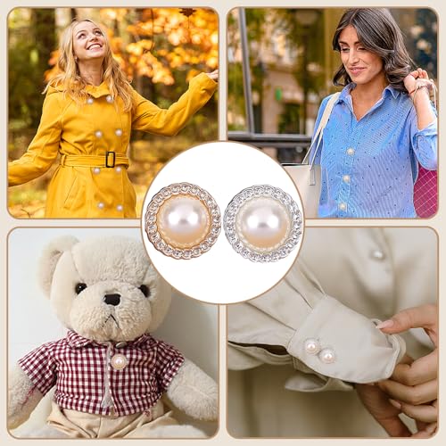 80 stuks parelnaaaiknoppen, 15/11,5 mm, ronde damesjas, knopen, vervanging, vintage inrichting accessoires met kunststof schut voor doe-het-zelf naaien, kleding, trui, inrichting, handwerk (2 3