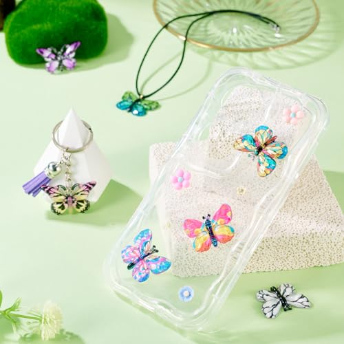 30 st. Butterfly Charms Insect Spring Dangle Charm Kleurrijke vliegende dierlijke acryl hangers hangen Ornament voor sieraden Craft Ketting Keychain DIY Vrouwen oorbellen,, acryl, Geen edelsteen