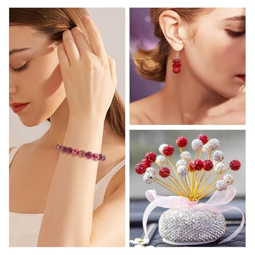 100st 10mm ronde schijf Bal kralen Red Rhinestone Klei kralen Crystal Spacers Bulk voor sieraden het maken van kerst kralen kralen Pen decoratie 4