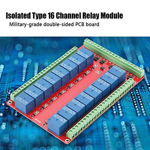 Relay Card, 16 Channel Relay Module Interface Card High Low Level Trigger DC 5/12/24V Veel kanaal Interface Card Relay Module(DC12V) 5