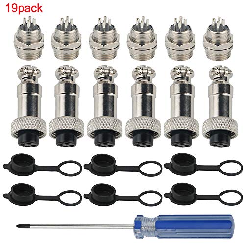 Luchtvaartplug, 6 x 16 mm draad 4 speld vrouwelijk metaal luchtvaart draad plug + 6 x 16 mm draad 4 speld metaal luchtvaart draad plug + 6 x rubber scherm beschermer