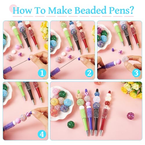 10 stuks kralen Pennen Bulk Bling Rhinestone kralen Pennen Diamond Crystal Shank Ballpoint Pennen voor Pen Decoraties School Office Craft Supplies, licht groen 3