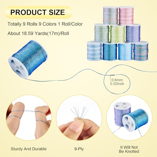 9 Rolls Kleurrijke Naaidraad All-inclusive Polyester Thread Kit voor borduren DIY Naaimachine Quilting Hand steken 167.3 Yards 4