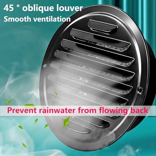 1PCS Wall Grille Grille, 100mm luchtventilatie Duct Cover, 304 roestvrij staal, ronde wandventilatie Outlet met Insect Mesh, Air Vent Grille Cover, zwart 3