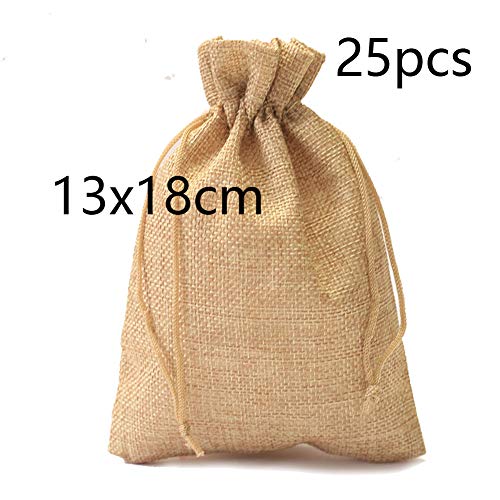 Jute Advent kalendertassen voor het vullen, 13 x 18 cm, tassen, geschenken voor bruiloft, verloving (lichtbruin, 13 x 18 cm)