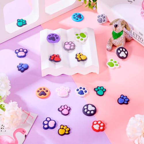 38Pcs Cat Paw Cabochons Animal Footprint Cabochon Puppy Afdrukken Flatback Kralen voor haar accessoire Scrapbooking Embellishment Telefoon geval Craft Accessory 4