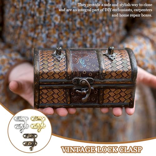 30st Vintage Lock Sluiting Antieke rechtse Latch Hook met 120 bevestigingsschroeven Swing Arm Latch voor meubels Houten doos sieraden kabinet Houten dozen Decoratie (3 kleuren) 5
